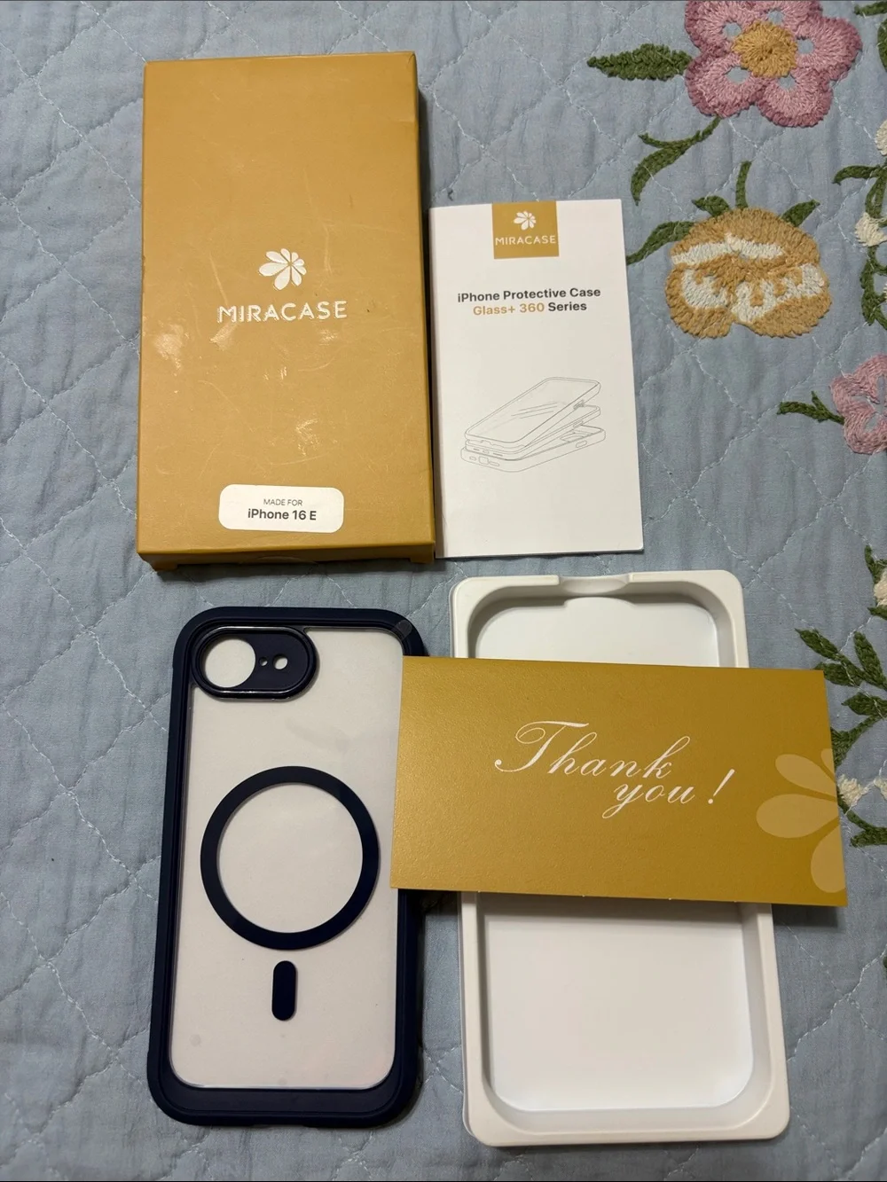 NIB Miracase Navy Blue iPhone Protective Case - iPhone 16 E Compatible